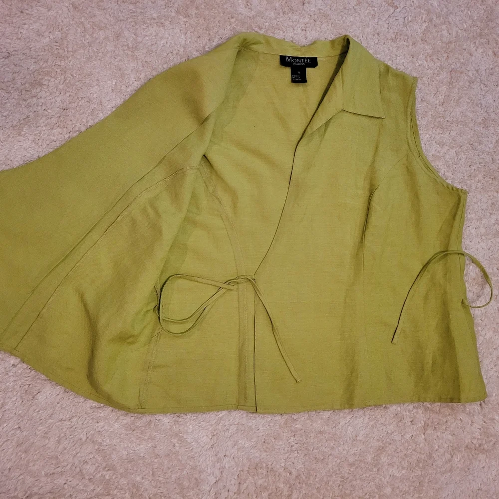 Vintage Montee' Collection lime green wrap top size 16 - Picture 10 of 10